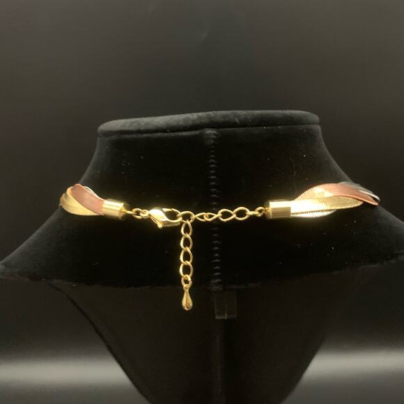 Vintage Braided Tri-Tone Statement Multi Strand Necklace - Picture 6 of 12